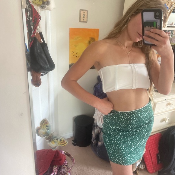 Green and white polka dotted skirt, emerald green - Picture 7 of 7